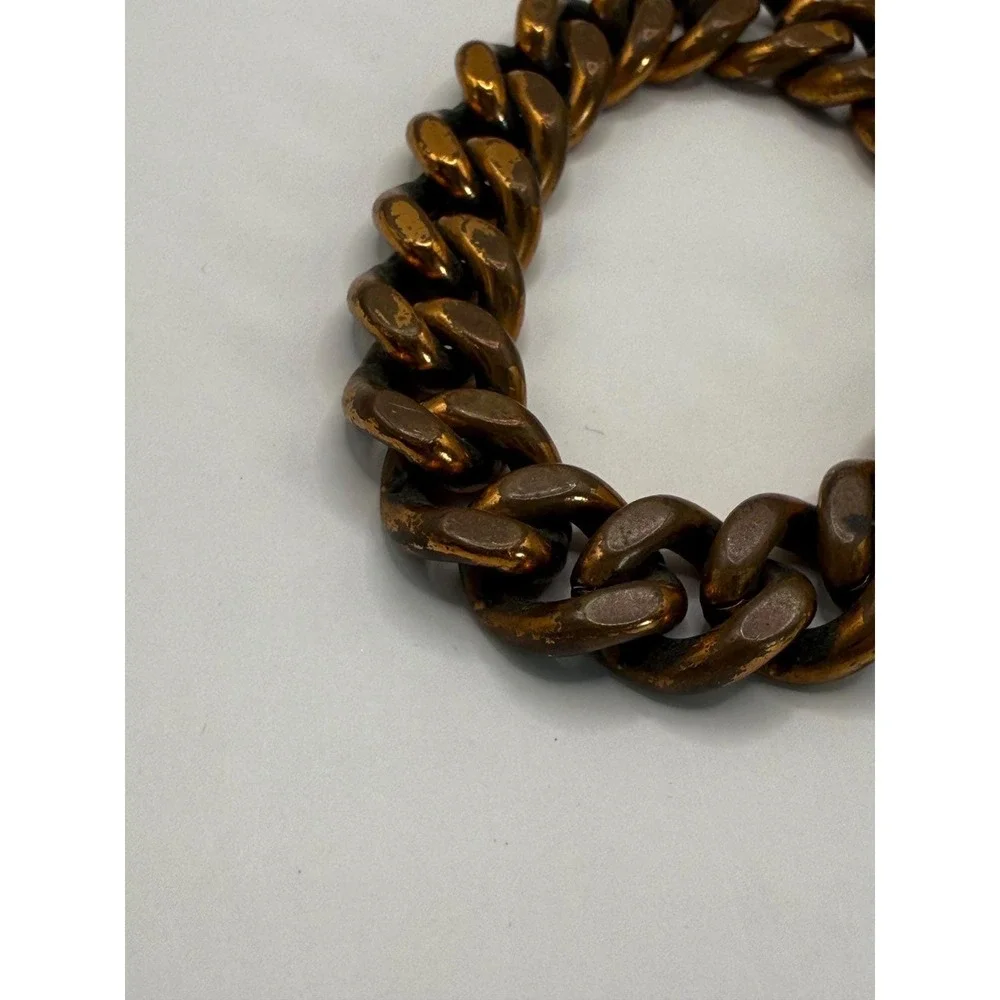 Vintage Gold Tone Chunky Curb Link Bracelet‎ – Heavy Chain Statement Style